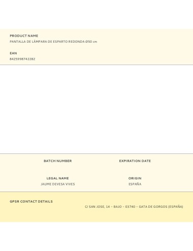 Pantalla de lámpara de esparto redonda ø50 cm