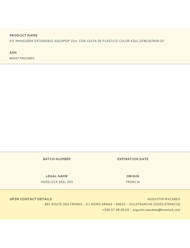 Kit manguera extensible aquapop 15m con cesta de plástico color azul gf80267600 gf