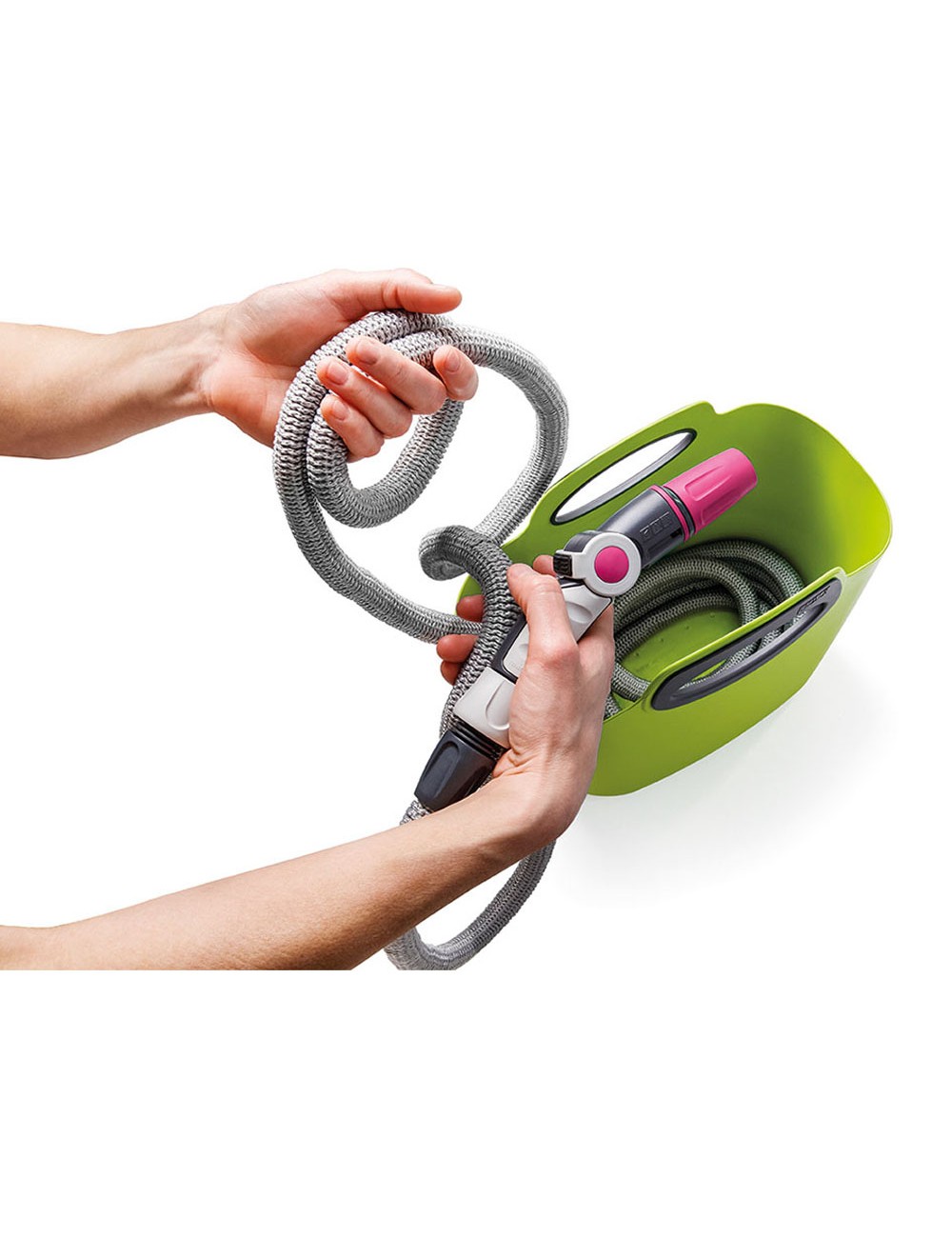 Kit manguera extensible aquapop 30m con cesta de plástico color lima gf80287603 gf