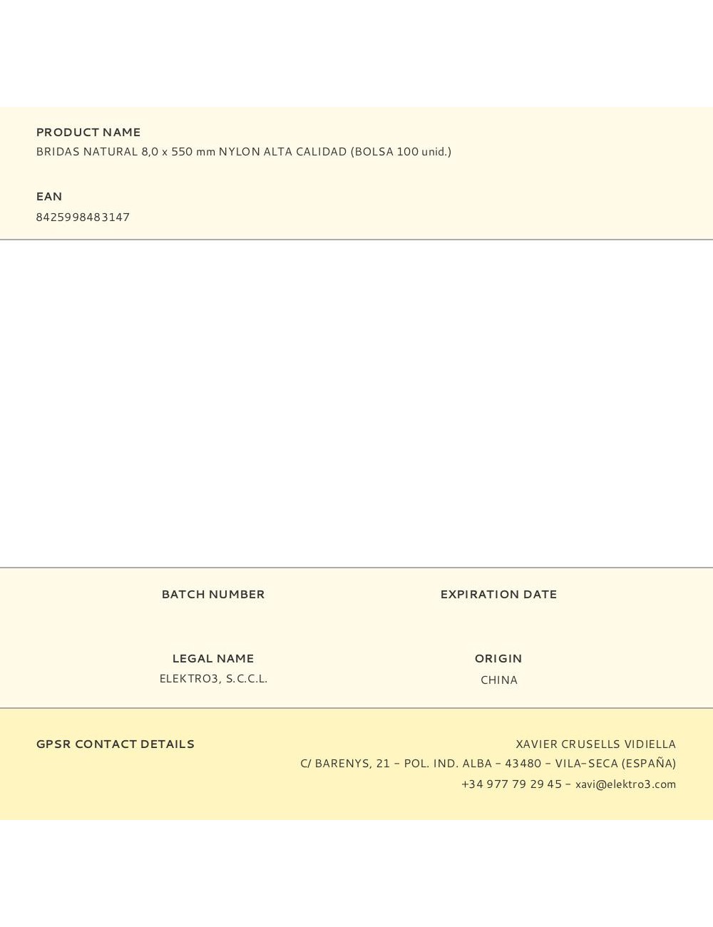 Bridas natural 8,0 x 550 mm nylon alta calidad (bolsa 100 unid.)