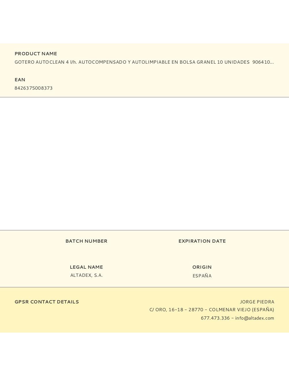 Gotero autoclean 4 l/h. autocompensado y autolimpiable en bolsa granel 10 unidades 906410 aqua control