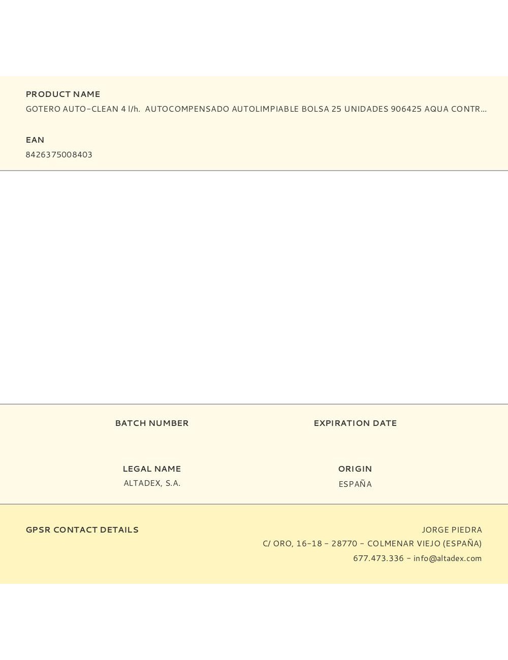 Gotero auto-clean 4 l/h. autocompensado autolimpiable bolsa 25 unidades 906425 aqua control