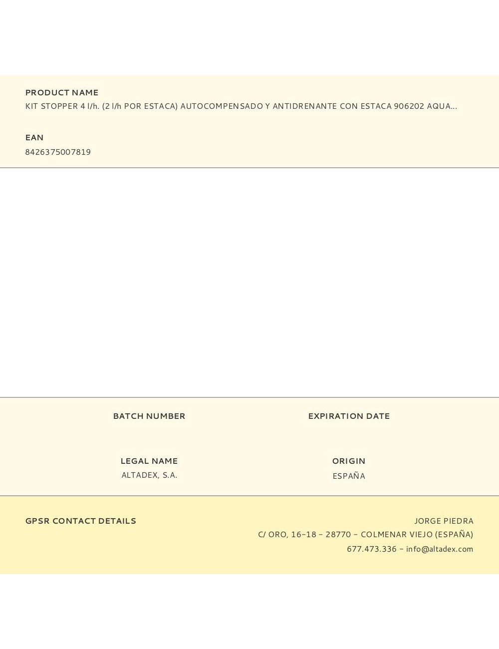 Kit stopper 4 l/h. (2 l/h por estaca) autocompensado y antidrenante con estaca 906202 aqua control