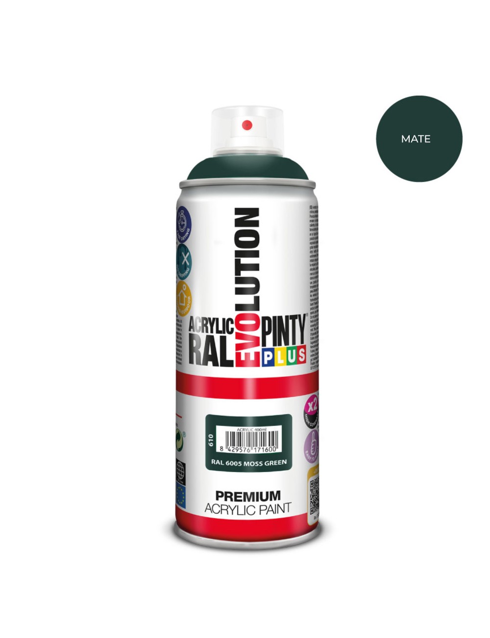 Pintura acrílica spray evolution 520 cc ral 6005 matt moss green 300 g