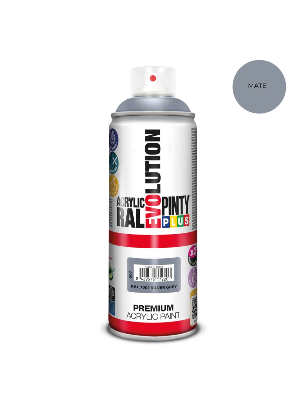 Pintura acrílica spray evolution 520 cc ral 7001 matt silver grey 300 g