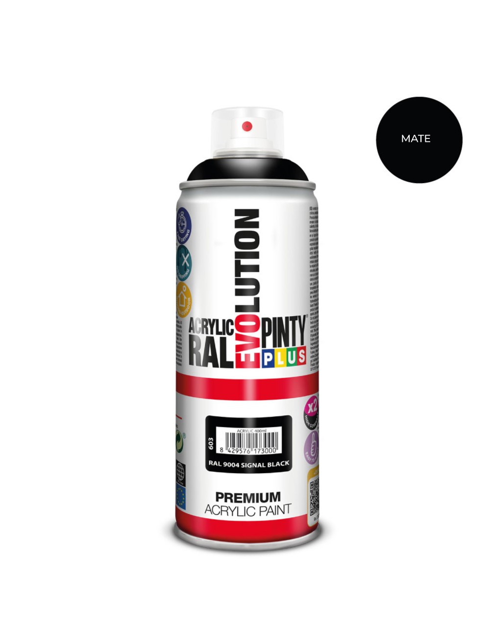 Pintura acrílica spray evolution 520 cc ral 9004 matt signal black 300 g