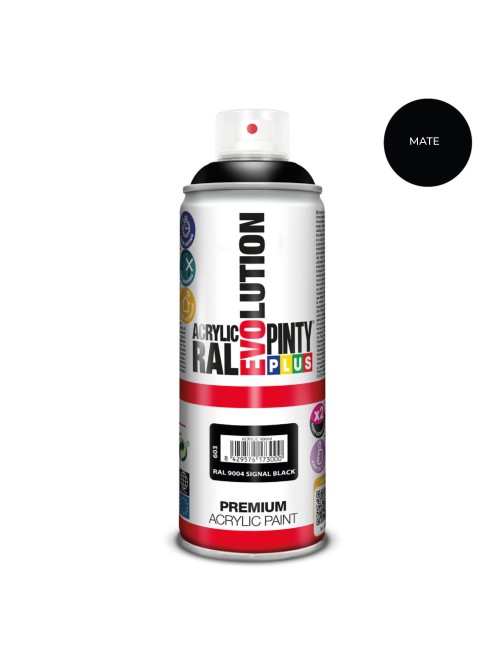 Pintura acrílica spray evolution 520 cc ral 9004 matt signal black 300 g