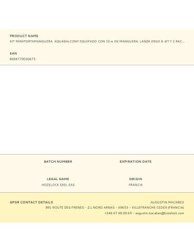 Kit miniportamanguera aquabalcony equipado con 10 m de manguera, lanza ergo 8 jet y 2 racores. color azul