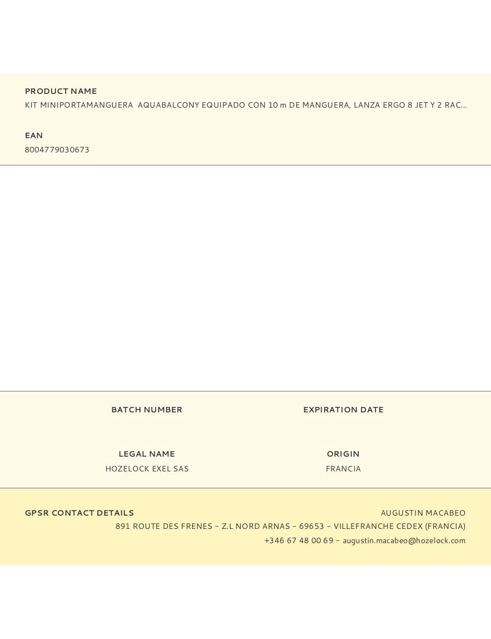 Kit miniportamanguera aquabalcony equipado con 10 m de manguera, lanza ergo 8 jet y 2 racores. color azul