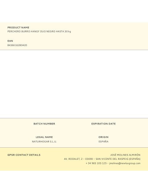 Perchero burro hangy duo negro hasta 30 kg