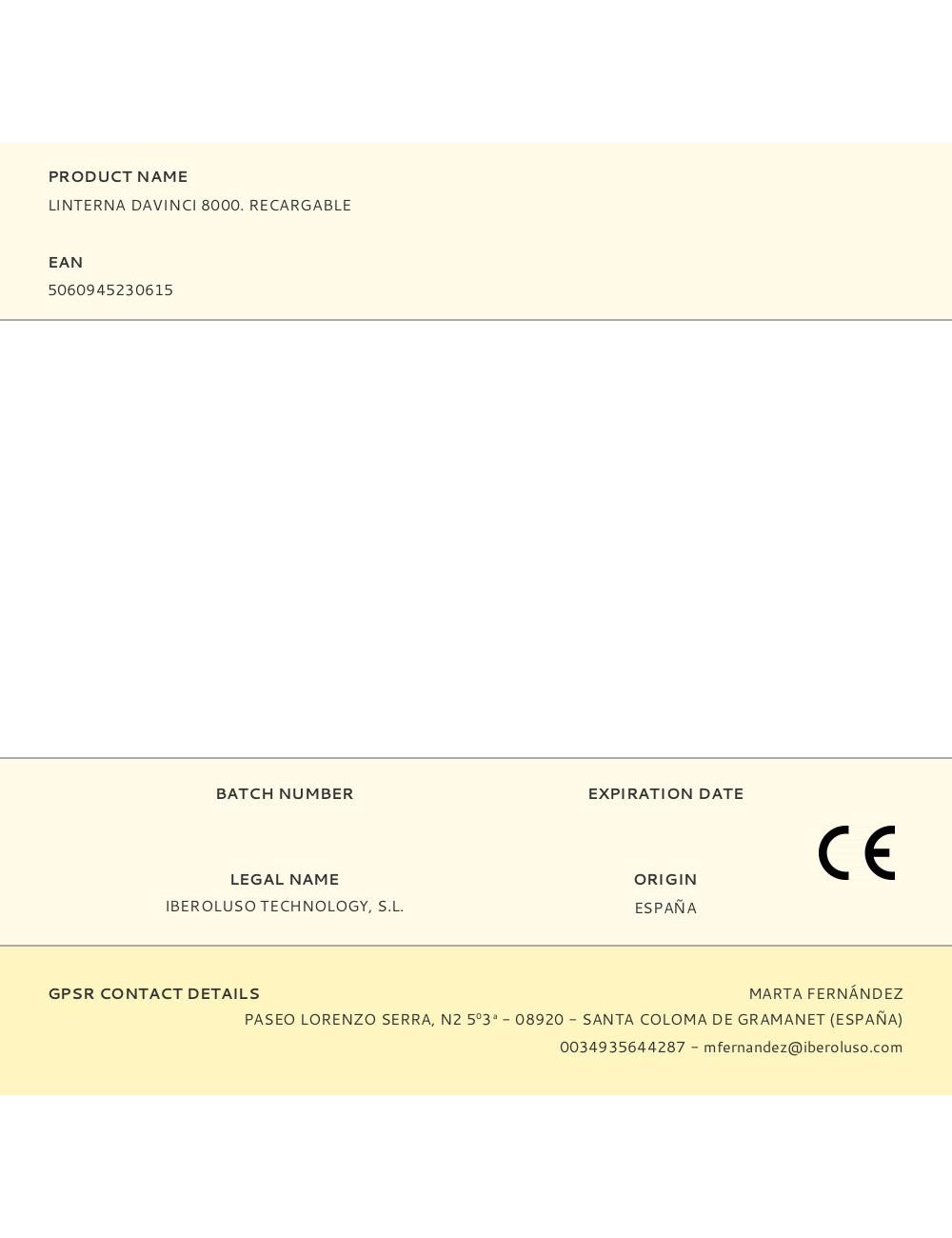 Linterna davinci 8000. recargable