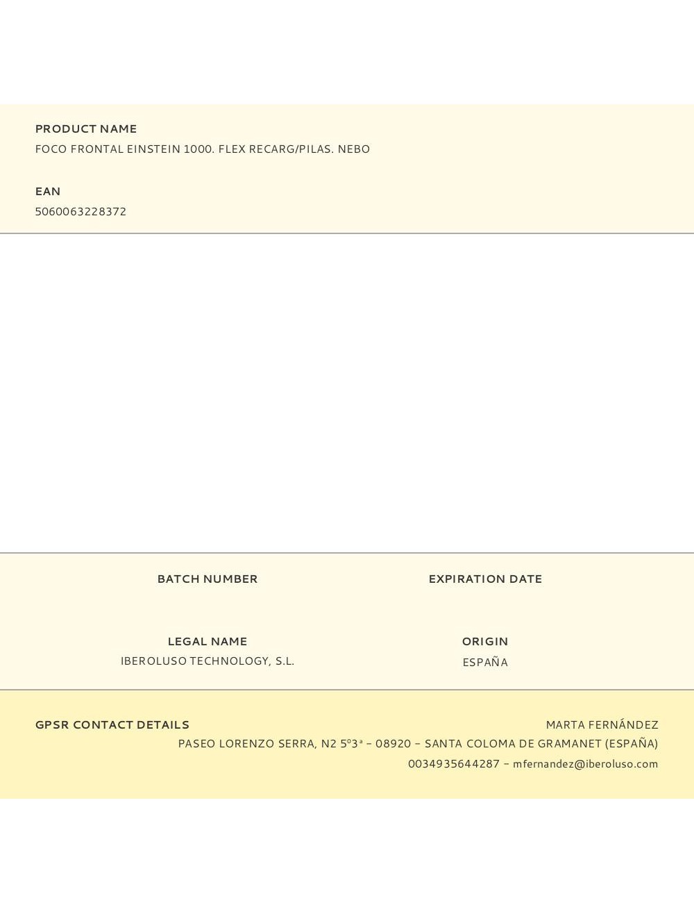 Foco frontal einstein 1000. flex recarg/pilas. nebo