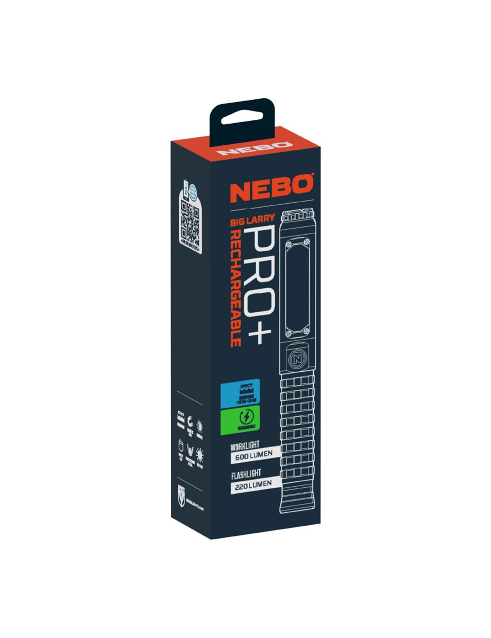 Linterna big larry pro+. lámpara+cob recagable por la compra de 6 unidades un expositor de regalo