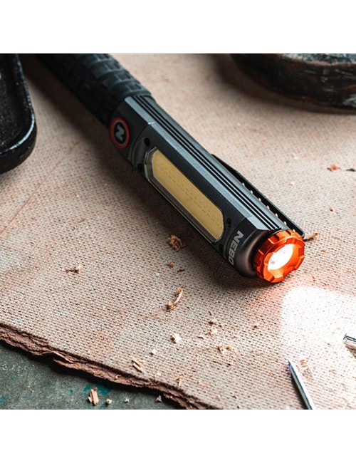 Linterna big larry pro+. lámpara+cob recagable por la compra de 6 unidades un expositor de regalo