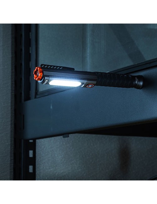 Linterna big larry pro+. lámpara+cob recagable por la compra de 6 unidades un expositor de regalo