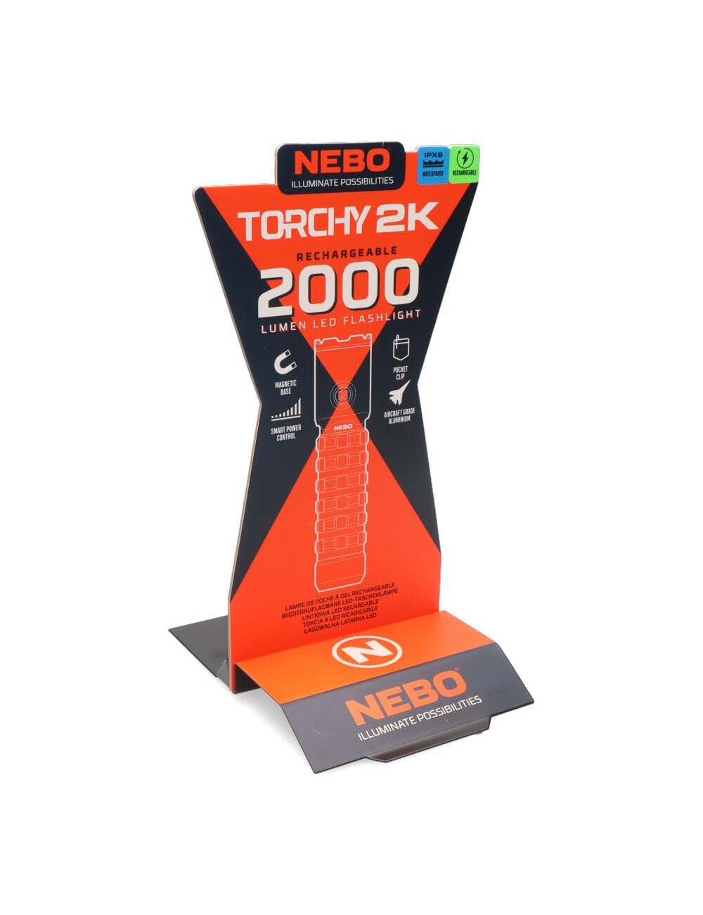 Linterna torchy 2k. compacta recargable por la compra de 6 unidades un expositor de regalo