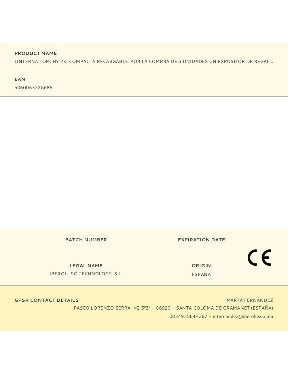 Linterna torchy 2k. compacta recargable por la compra de 6 unidades un expositor de regalo