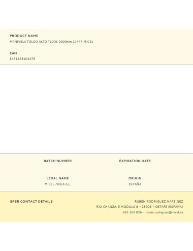 Manivela toldo alto tld06 2000mm 10447 micel