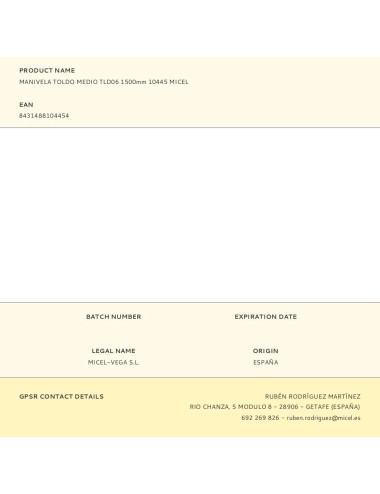 Manivela toldo medio tld06 1500mm 10445 micel