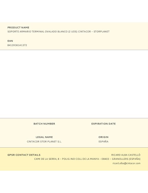 Soporte armario terminal ovalado blanco (2 uds) cintacor - storplanet