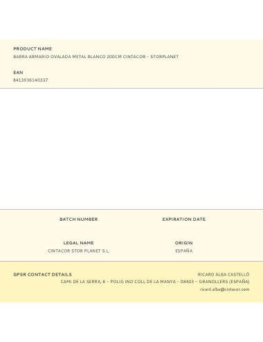 Barra armario ovalada metal blanco 200cm cintacor - storplanet