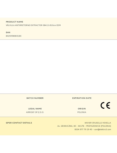 Válvula antirretorno extractor 08413 ø10cm edm