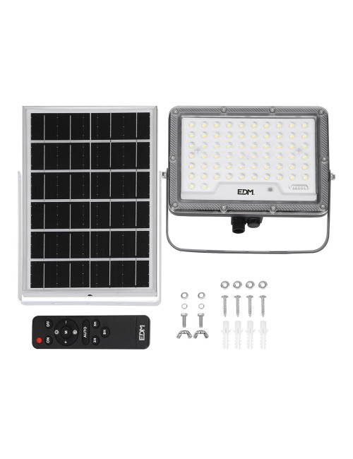 Foco proyector solar slim 50 w 600 lm 6500 k luz fría