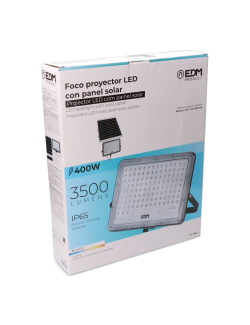 Foco proyector solar slim 400 w 3500 lm 6500 k luz fría