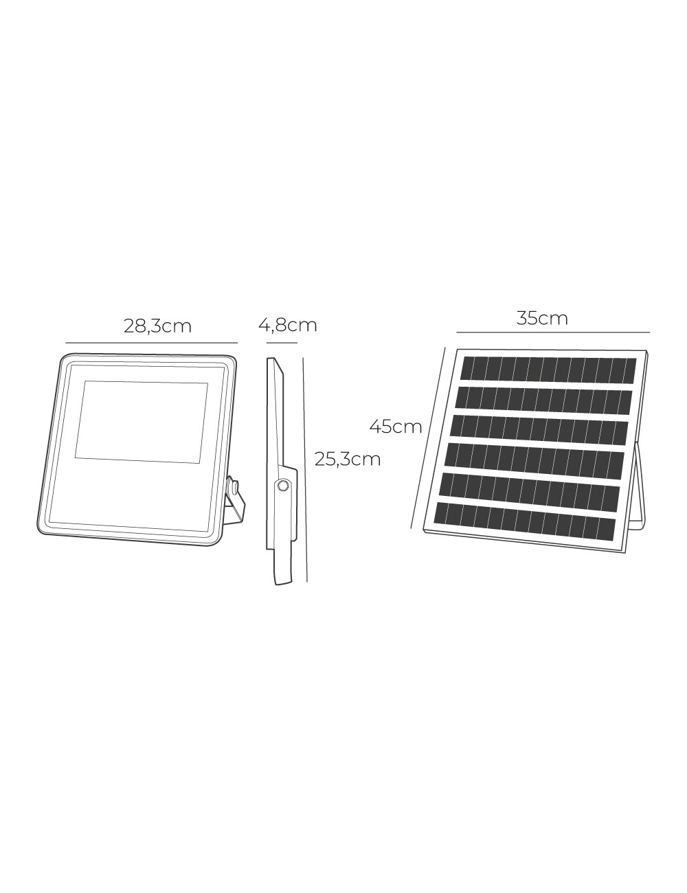 Foco proyector solar slim 400 w 3500 lm 6500 k luz fría
