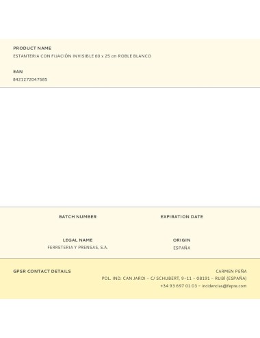 Estanteria con fijación invisible 60 x 25 cm roble blanco