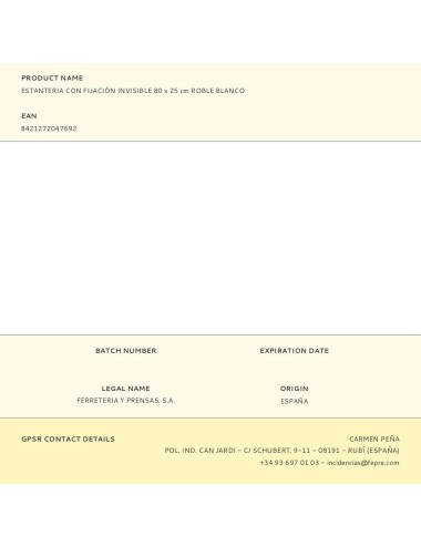 Estanteria con fijación invisible 80 x 25 cm roble blanco