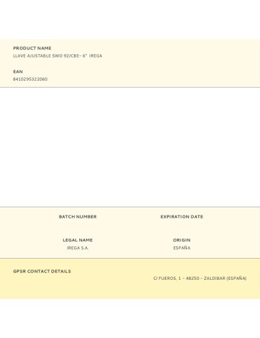 Llave ajustable swo 92/cbe- 6" irega