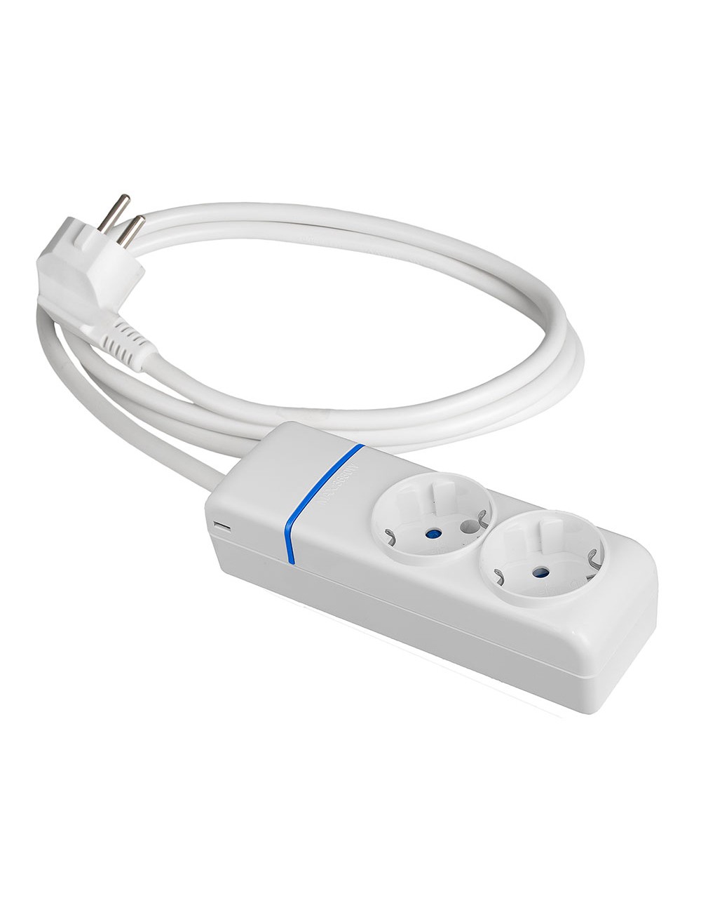 Base múltiple con 2 tomas 2p+t 1,5 m de cable h05vv-f 3g1,5 mm, 16 a 250 v 3680 w, blanca
