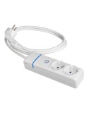 Base múltiple con 2 tomas 2p+t, con interruptor luminoso, 1,5 m cable h05vv-f 3g1,5 mm, blanca