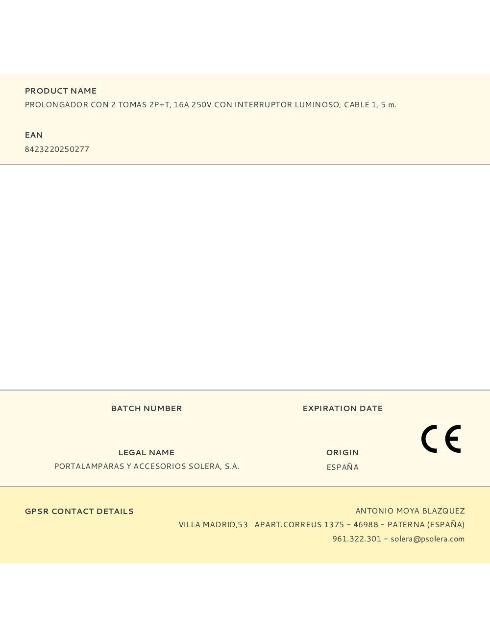 Base múltiple con 2 tomas 2p+t, con interruptor luminoso, 1,5 m cable h05vv-f 3g1,5 mm, blanca