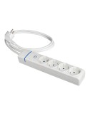Base múltiple con 4 tomas 2p+t, con interruptor luminoso, 1,5 m cable h05vv-f 3g1,5 mm, blanca