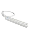 Base múltiple con 6 tomas 2p+t, con interruptor luminoso, 1,5 m cable h05vv-f 3g1,5 mm, blanca