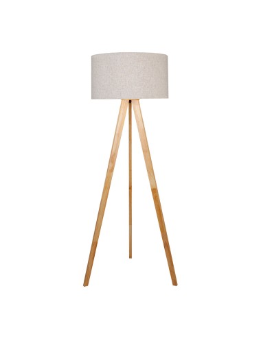 Lámpara de pie e27 madera, hierro y tela ø50 x 28 cm