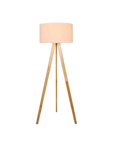 Lámpara de pie e27 madera, hierro y tela ø50 x 28 cm