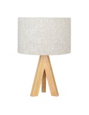 Lámpara mesa e27 madera y tela (bombilla no incluida)