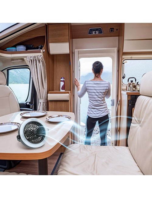 Luz y ventilador para acampar ø19,5 x 6,3 cm