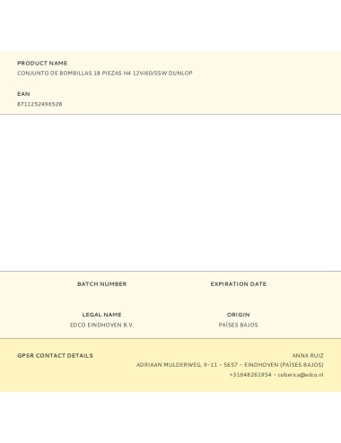 Conjunto de bombillas 18 piezas h4 12v/60/55w dunlop