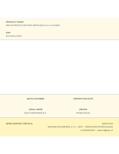 Red de proteccion para remolque 1,6 x 3 m kinzo