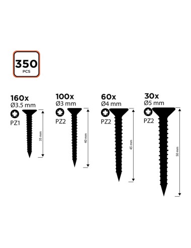 Surtido de tornillos para madera ss black+decker