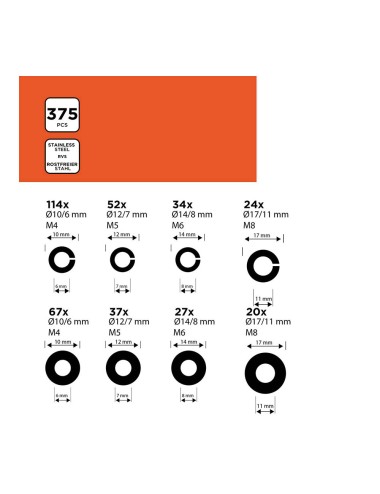 Surtido de arandelas planas y de seguridad black+decker