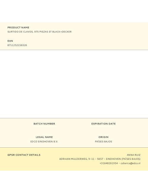 Surtido de clavos, 975 piezas st black+decker