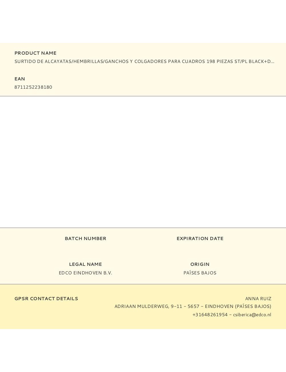 Surtido de alcayatas/hembrillas/ganchos y colgadores para cuadros 198 piezas st/pl black+decker