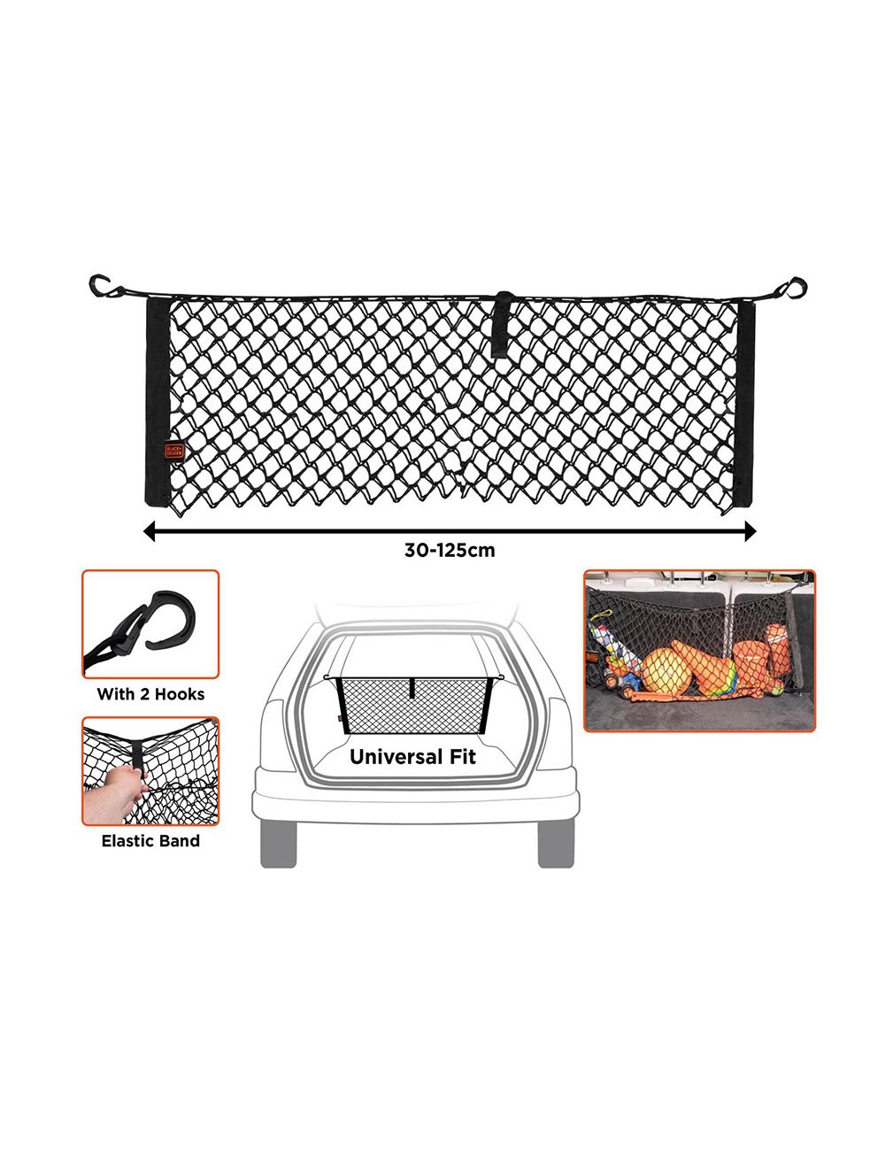 Red organizador de maletero trasero de automóvil black+decker