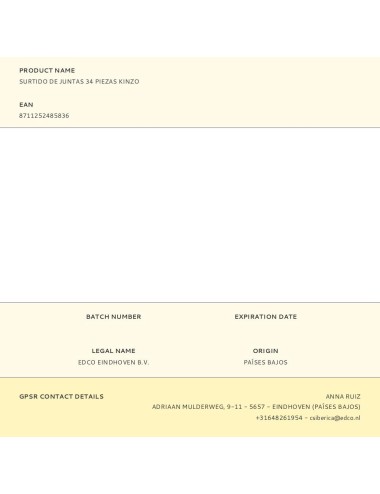 Surtido de juntas 34 piezas kinzo