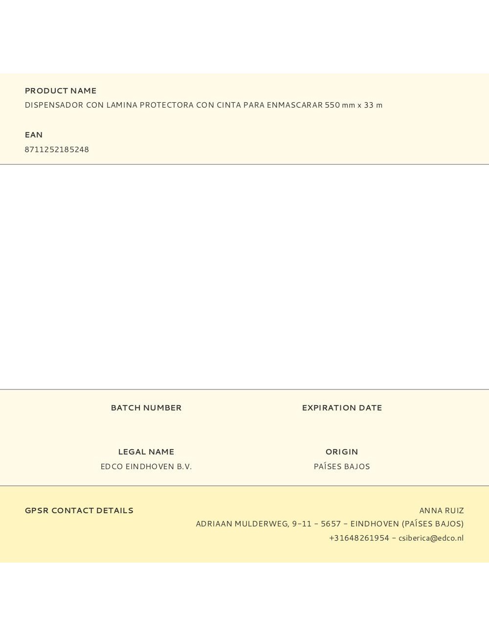 Dispensador con lamina protectora con cinta para enmascarar 550 mm x 33 m